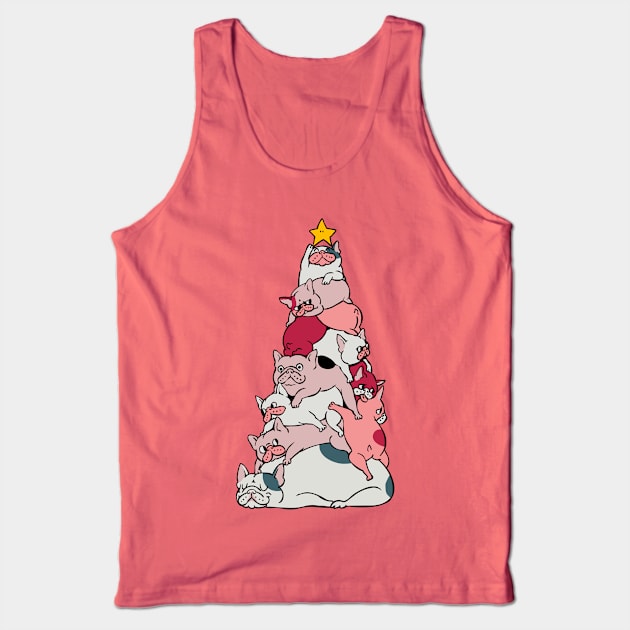 Christmas Tree French Bulldog Tank Top by huebucket